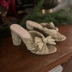 Loeffler Randall gold bow heels